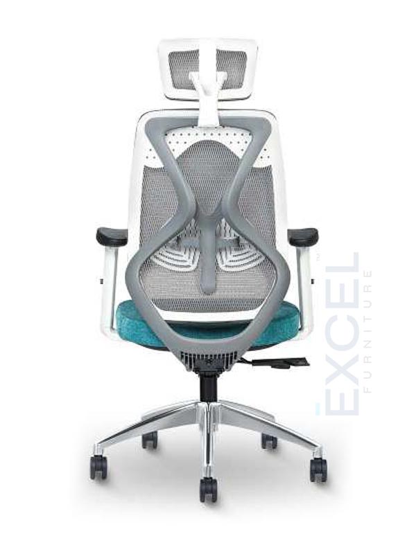 High Back Adjustable Handle White Ergonomic Boss and Executive Chair EF-EC111A with Grey and White Mesh Fabrice and Plastic 
