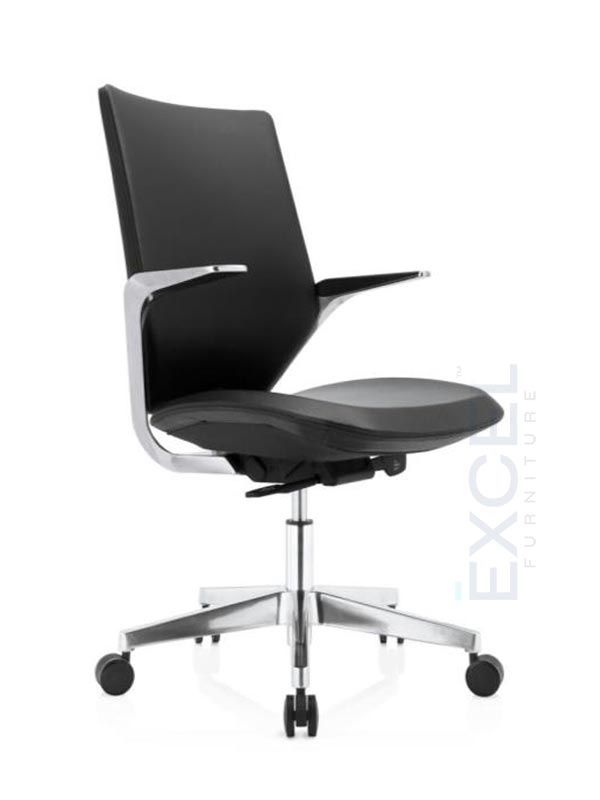 Medium Back Adjustable Black Leather Ergonomic Boss Chair Executive Chair EF-EC104 with Black Mesh