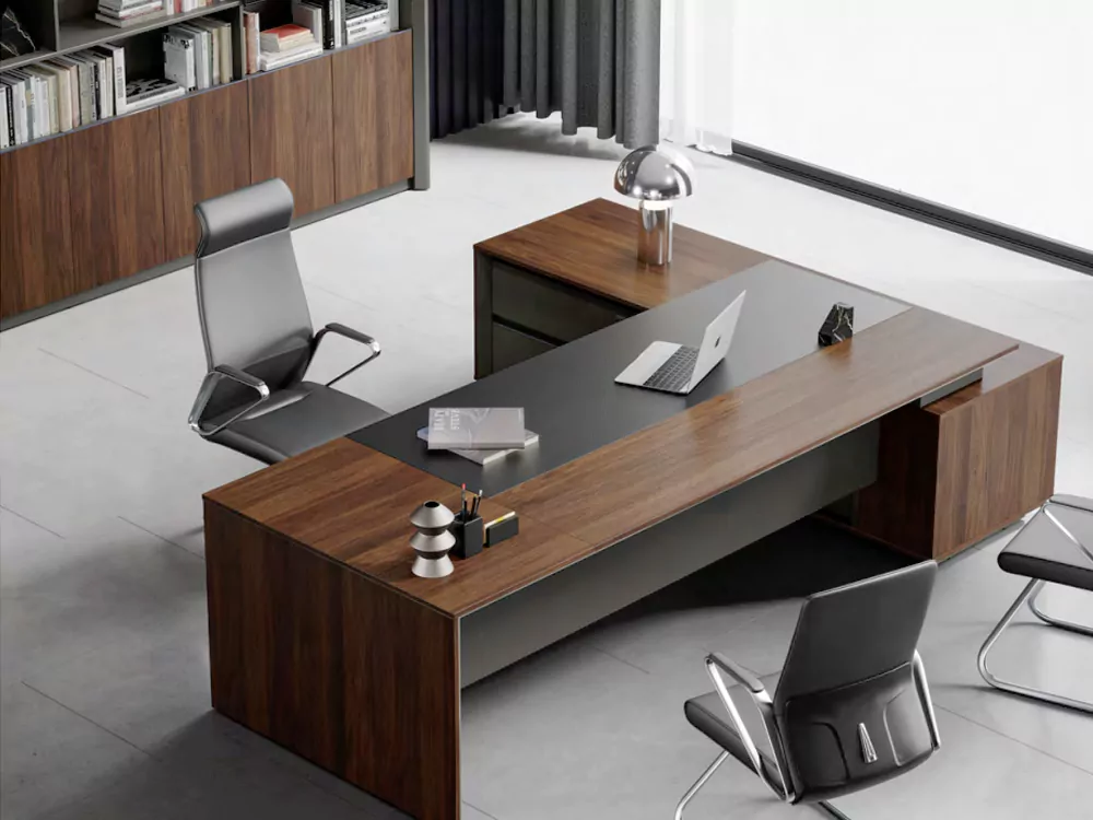 Wooden Boss Cabin Office Furniture Interior Design with Stylish Table 